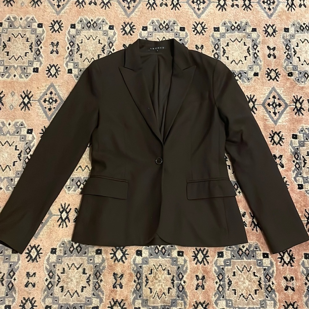 Theory Fitted Blazer Size 4 Brown-Black